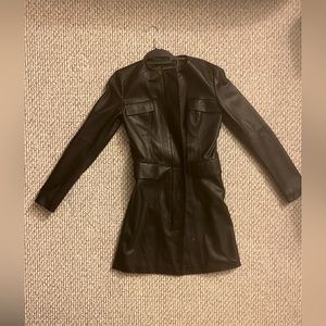 Laundry by Shelli Segal 100% Genuine Leather Knee Length Jacket